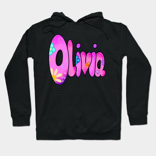 Olivia girls first name in Pink Personalized personalised customised name Olivia Hoodie by Artonmytee